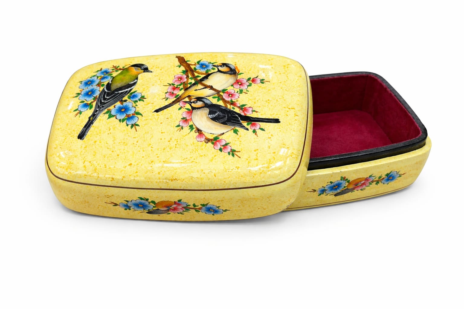 Paper mache box ,Wooden jewellery box, handmade trinket box, antique bird design